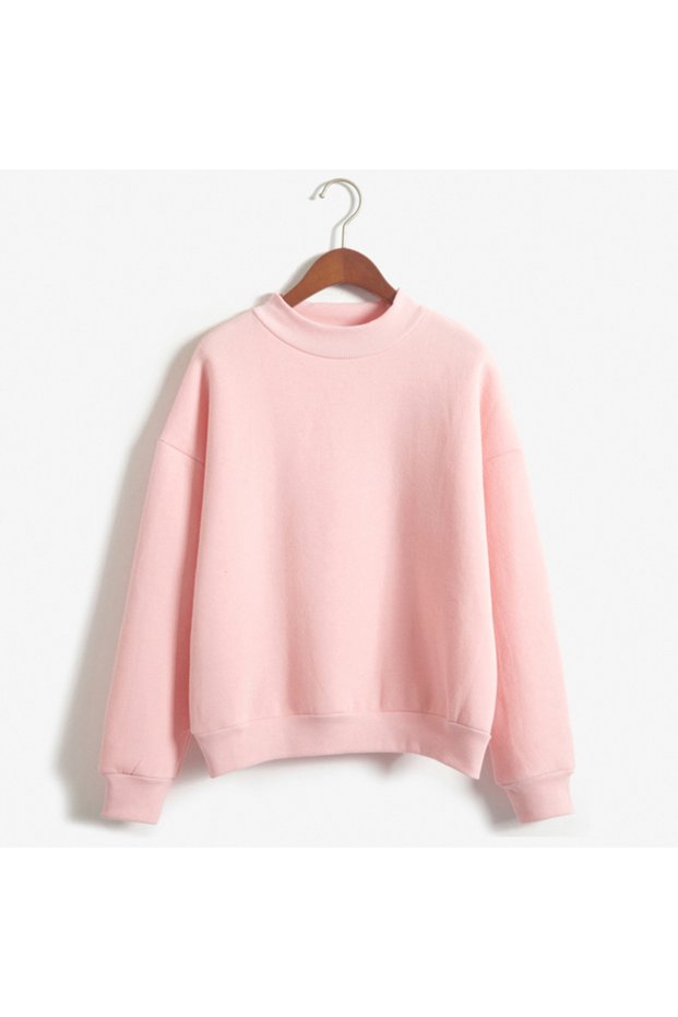 Zebina Women Thick Pullover Stand Collar Solid