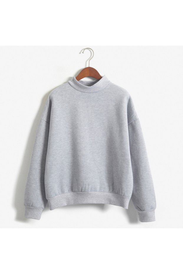Zebina Women Thick Pullover Stand Collar Solid