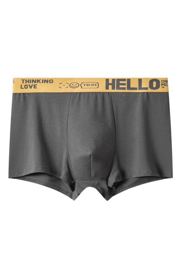 Men Boxers Milk Breathable Elastic Solid Color