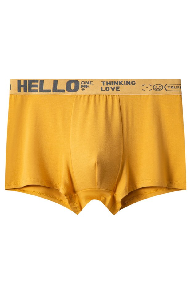 Men Boxers Milk Breathable Elastic Solid Color