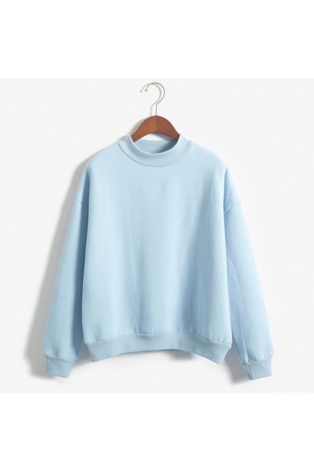 Zebina Women Thick Pullover Stand Collar Solid