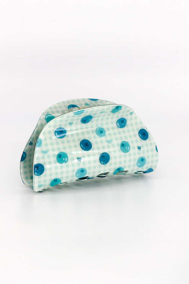 C-Shaped Curved Blueberry-Patterned Buckled Clip