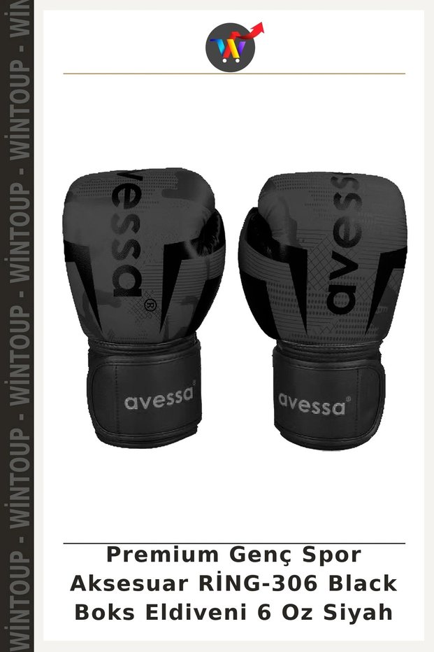 Premium Youth Sports Accessories RING-306 Black Boxing Gloves, 6 oz, Black