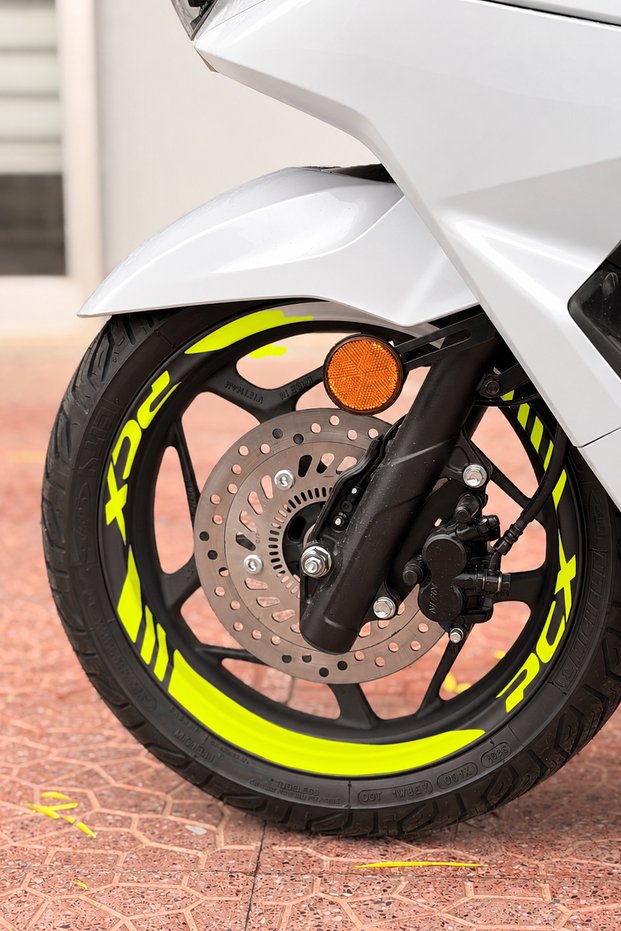 Thick, Segmented + "PCX" Lettering Wheel Stripe Set for the Honda PCX (Includes Front and Rear)