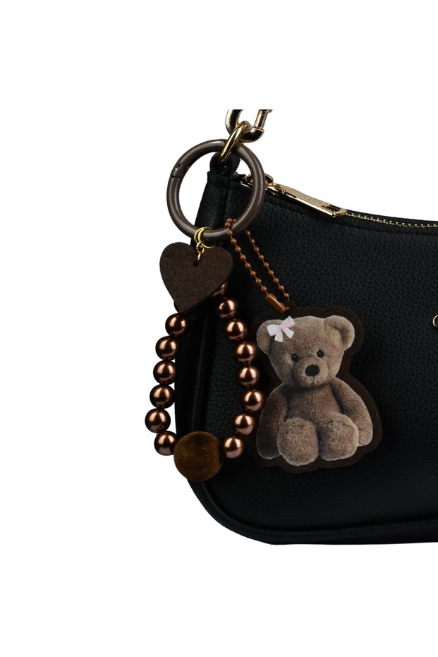 Cretish Çanta Süsü Teddy Dusk – Kahverengi Ayıcık Figürlü, Detaylı Boncuklu Çanta Charmı