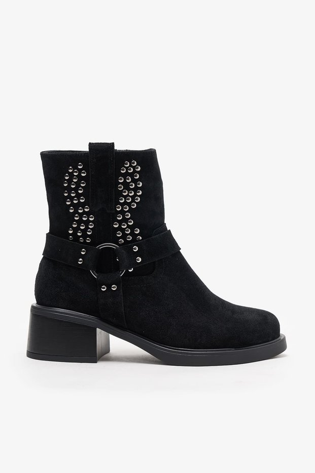 Chino Black Suede Studded Women's Boots