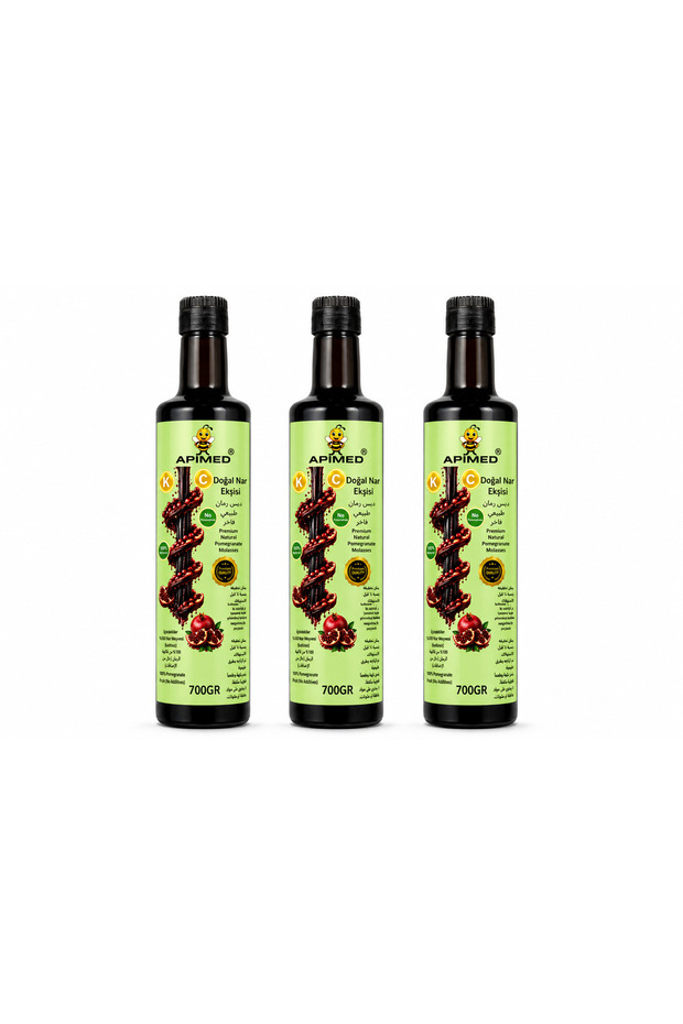 100% Pomegranate Molasses, Rich in Minerals, 3 x 700 g, Additive-Free Natural Pomegranate Molasses | Thick, Traditional Pomegranate Sauce | For Salads, Meat, and Marinades