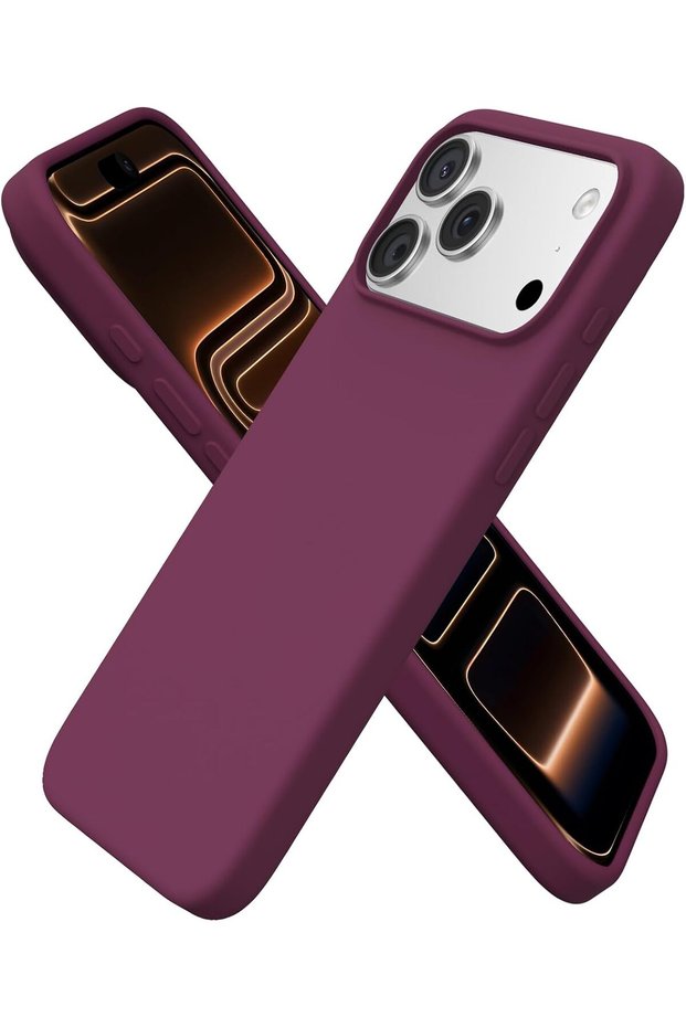 Apple iPhone 17 Pro Max/18 Pro Max Case with Velvet Lining, Raised Screen and Camera Cutouts, Launch Edition Silicone Case, Soft Burgundy