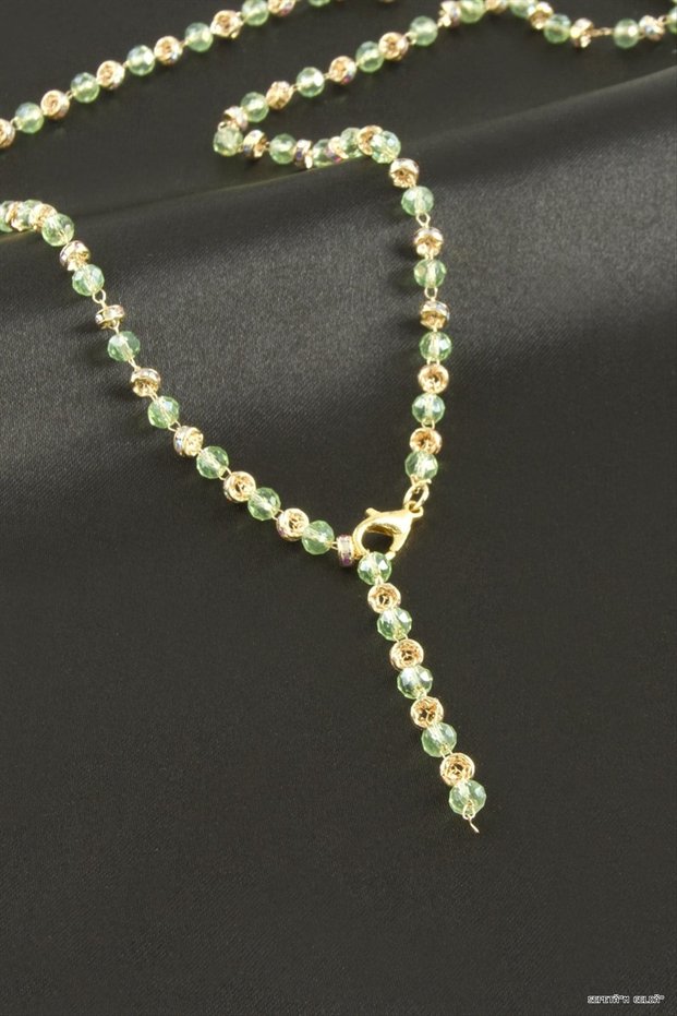 SPT-GLD Crystal Stone Y (231506) Necklace, Green