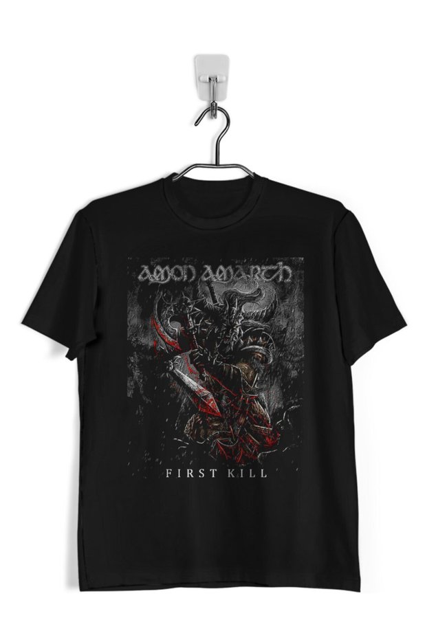Amon Amarth Printed Short Sleeve Crew Neck Black Men's T-shirt
