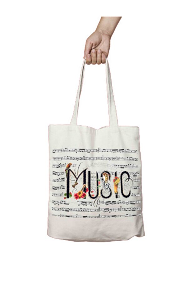 Music Notes Twinkle Two Sides Permanent Printed Washable Cloth Bag Shoulder Bag