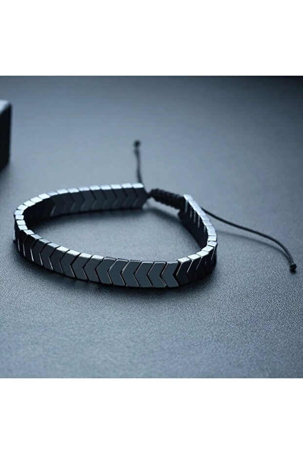 Unisex Natural Hematite Stone Smoked Bracelet