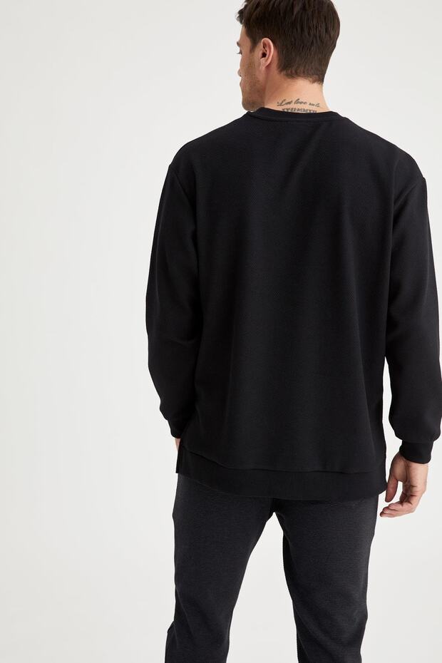 Oversize Fit Bisiklet Yaka Basic Sweatshirt - 4