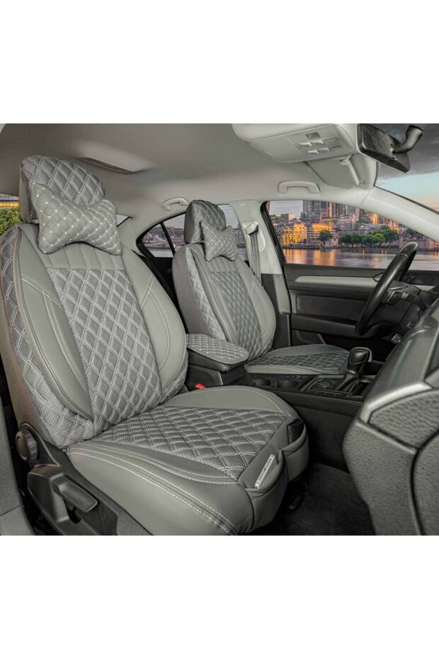 مجموعة غطاء مقعد السيارة الأمامي/الخلفي الفاخر من Opel Corsa D شبه الجلدية