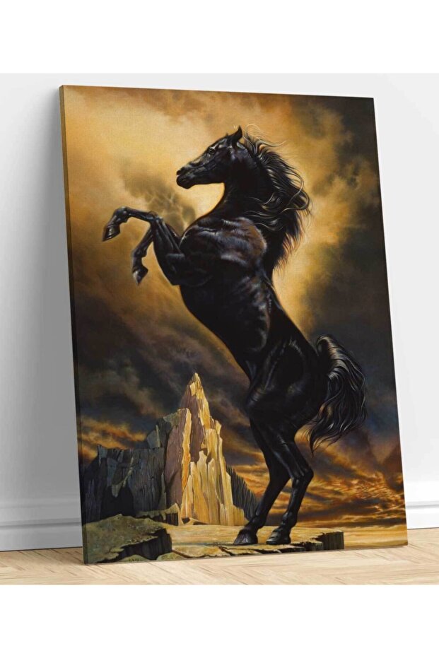 Siyah Atlı Kanvas Tablo - 2