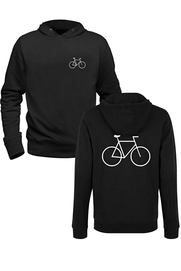 Bicycle Design Printed Black Front and Back Printed Sweatshirt