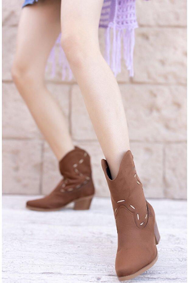 Taba Süet Western Kadın Bot - 4