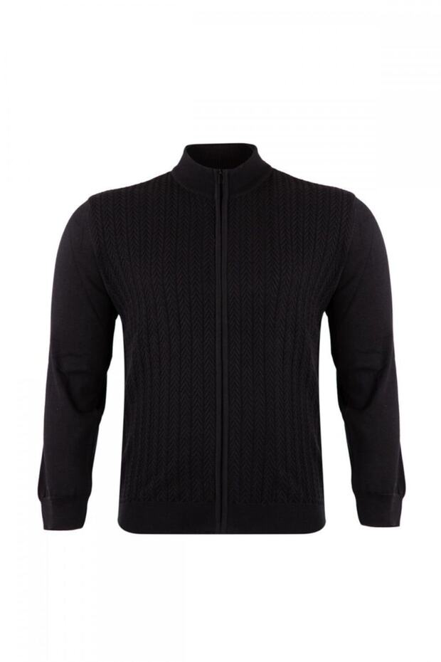 Plus Size Zippered Knitwear Cardigan