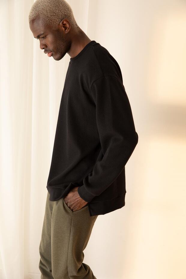 Oversize Fit Bisiklet Yaka Basic Sweatshirt - 8