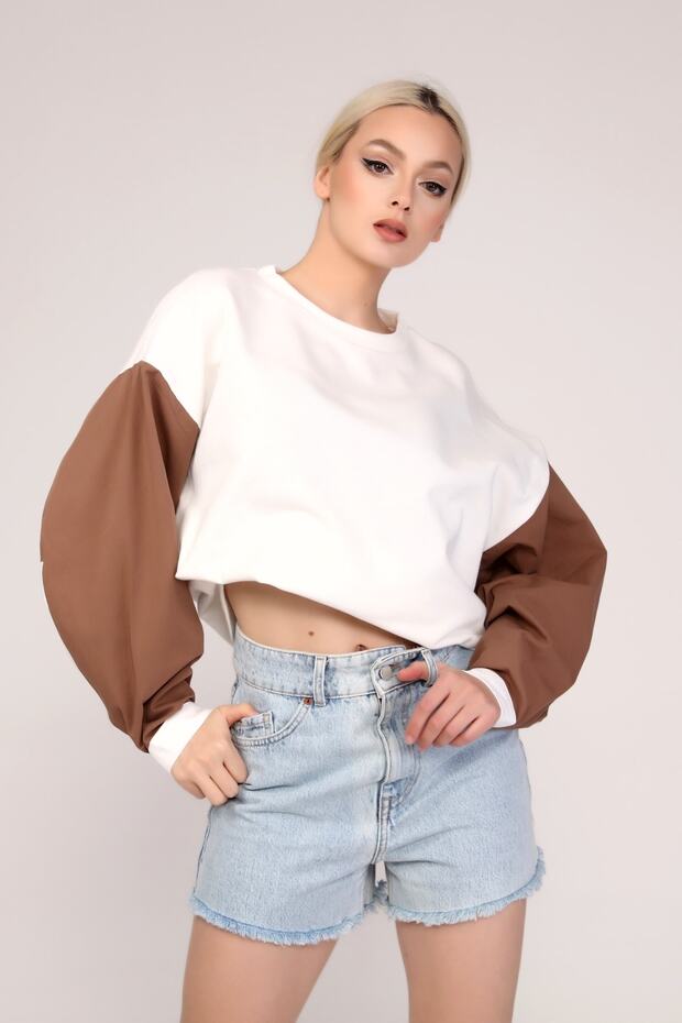 Yüksek Bel Denim Bermuda Şort - 7