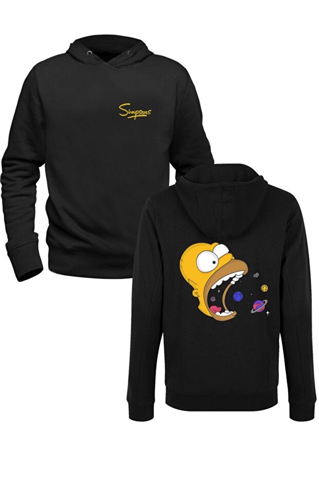 سويت شيرت أسود للأطفال مطبوع من الأمام والخلف من Simpsons
