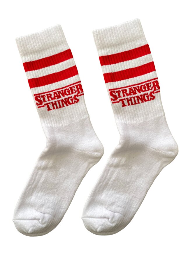 Circled Stranger Things Patterned Colorful Undersole Towel Sports Socks / 1 Pair