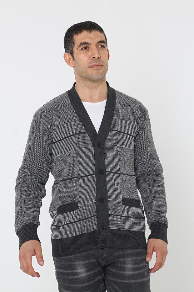 Baba Super Battal Knitwear Buttoned Knitted Cardigan & Sweater