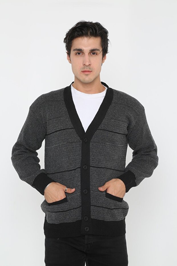 Dad Lycra Buttoned Batal Plus Size Coat Cardigan
