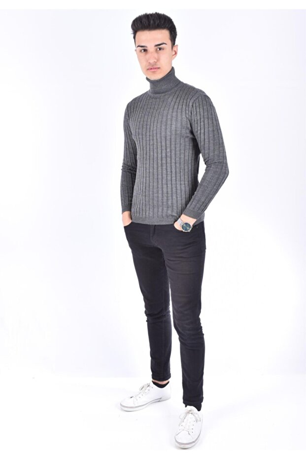 7648 Full Fisherman Corded Sweater/grey/xxl