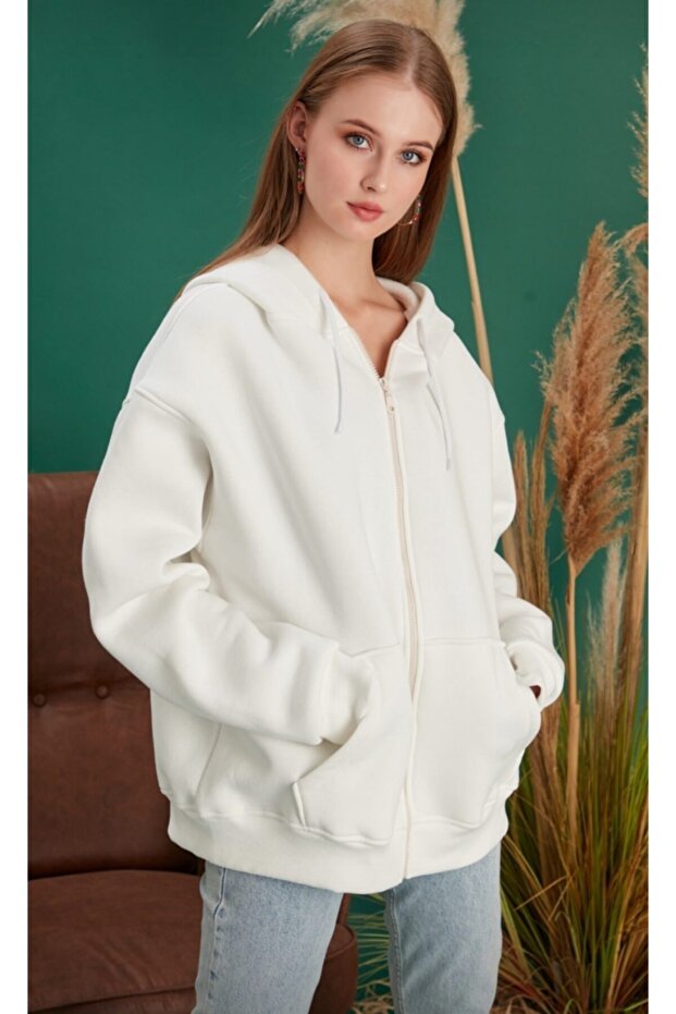 Hooded Oversize Zipper Sweatshirt