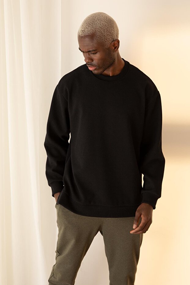 Oversize Fit Bisiklet Yaka Basic Sweatshirt - 6