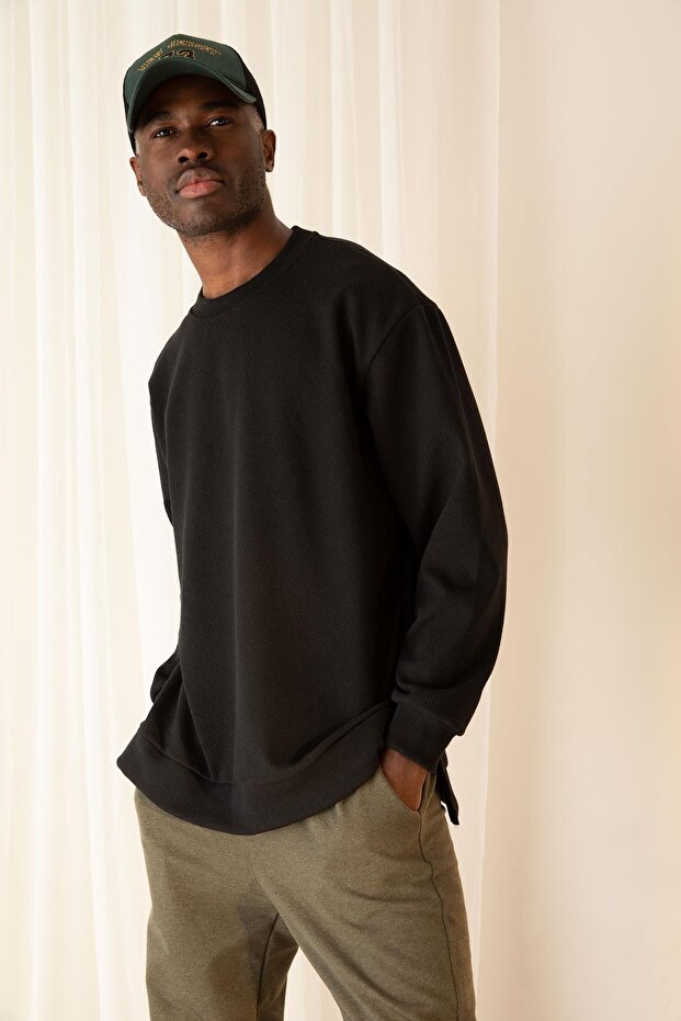 Oversize Fit Bisiklet Yaka Basic Sweatshirt - 7