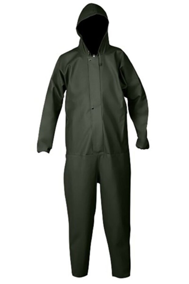 Waterproof Length Overalls Hooded Raincoat Overalls with Zipper on the Front and Placket - 1