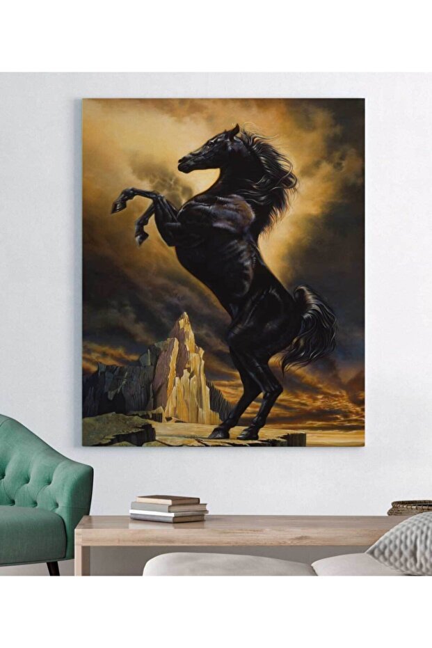 Siyah Atlı Kanvas Tablo - 1