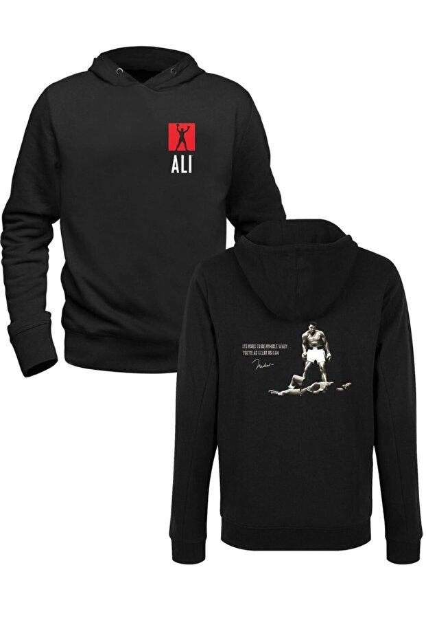 Muhammad Alli Digital Printed Black Front Back Printed Sweatshirt