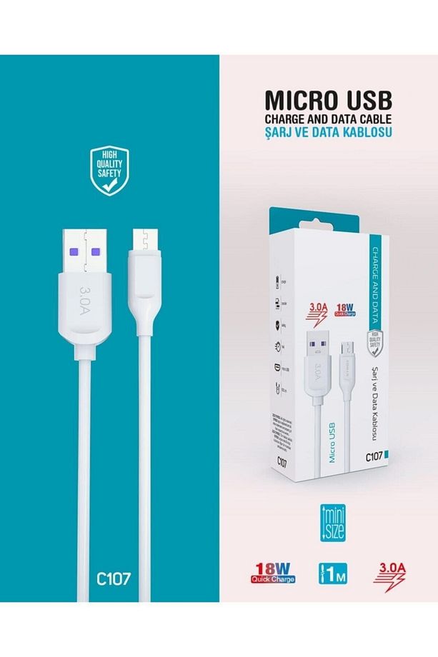 C107 Micro Usb Girişli 18w 3.0a Hızlı Şarj Ve Data Kablosu - 1