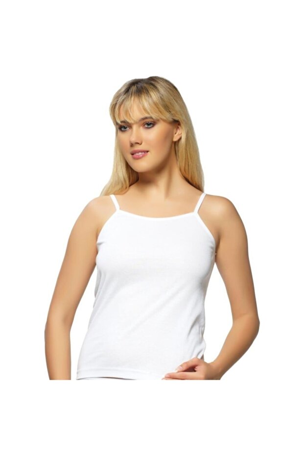 Women's Rope Strap Plain Bias Combed Cotton Undershirt 6 Pcs