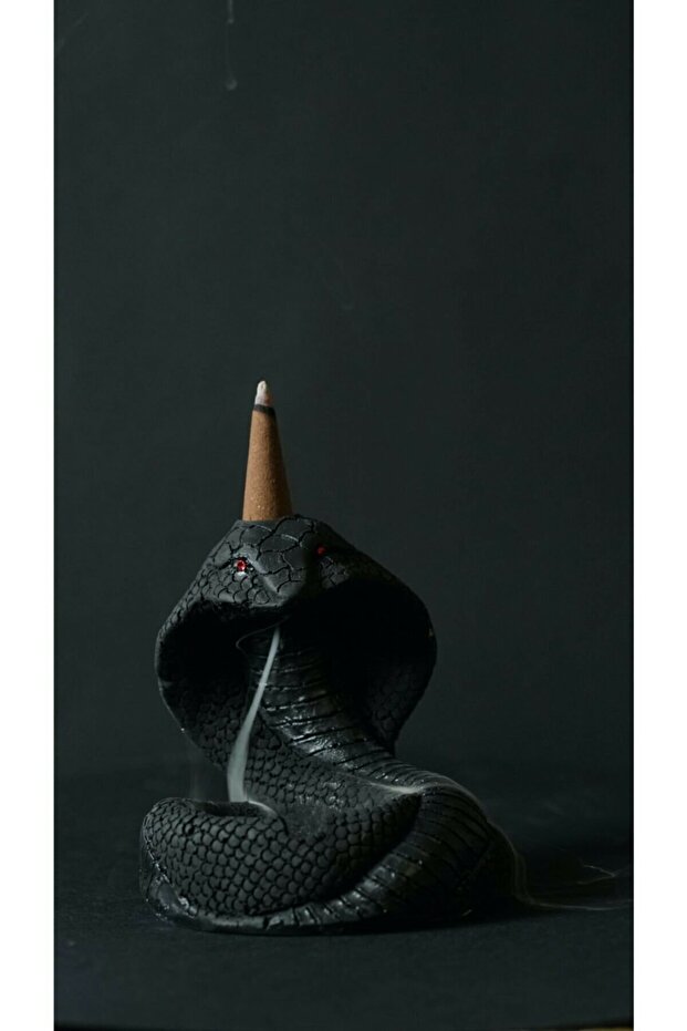 Stylish Decorative Ash Tray with Snake Figure, Concrete Black