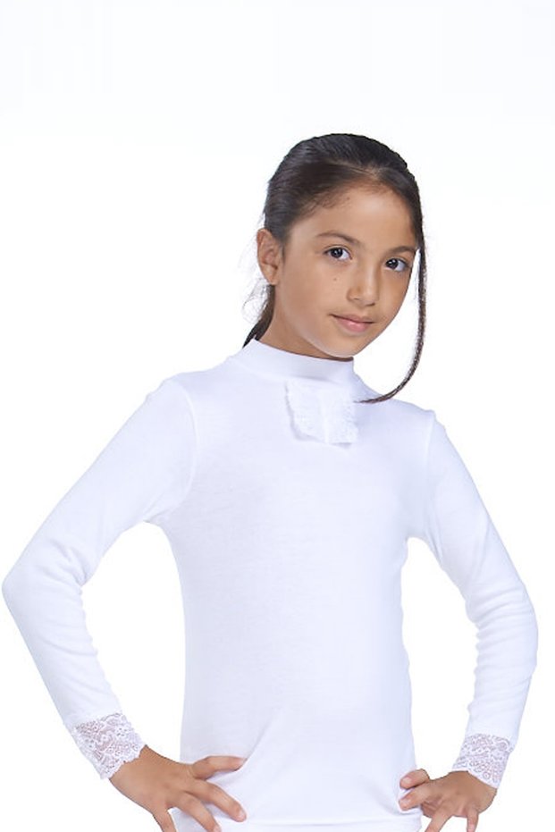 Ribbed Lace Girl's T-shirt 7067t