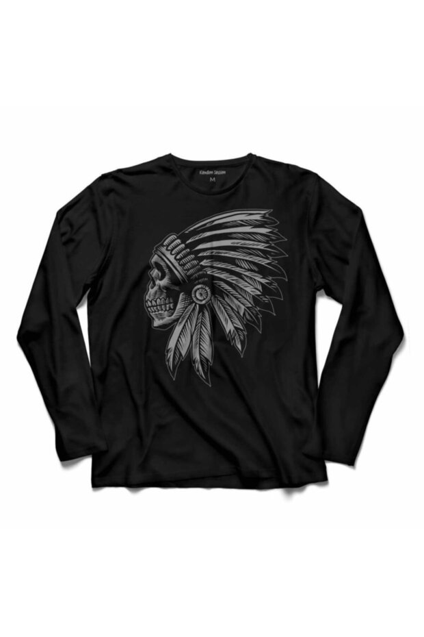 تي شيرت Calavera India India Skull طويل الأكمام