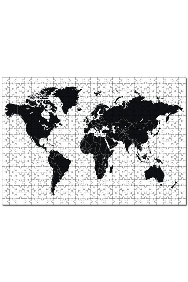 Cakasepetim Black and White World Map 500 Piece Puzzle Jigsaw Puzzle Mdf (Wood)
