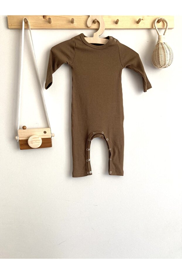 Chocolate Ribbed Organic Modal Long Jumpsuit