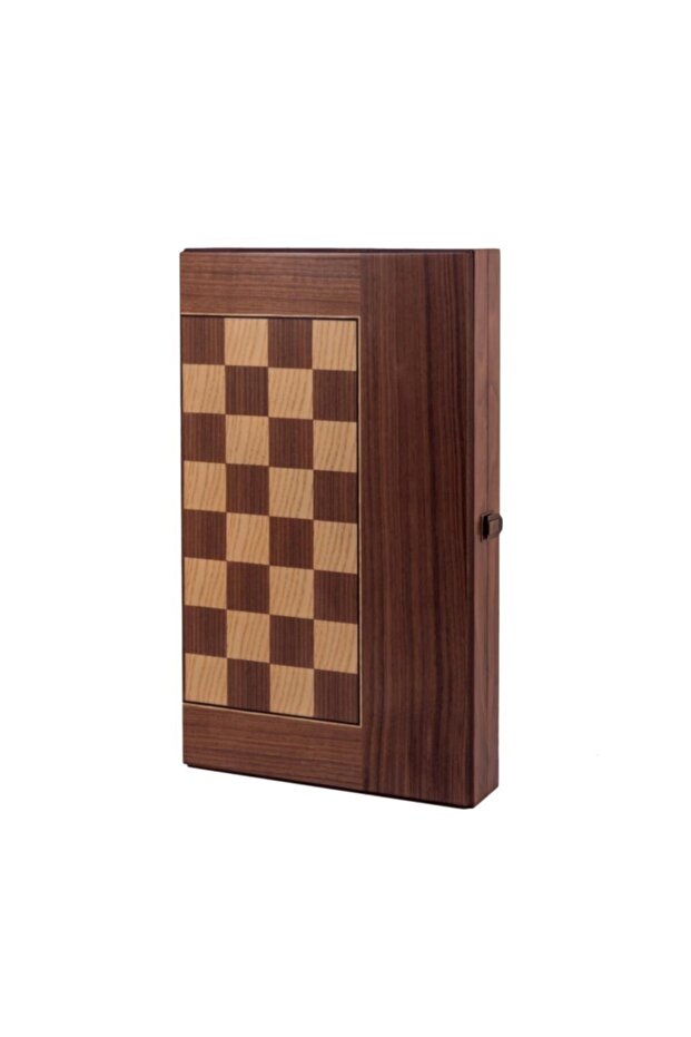 Game Wide Large Walnut Checkers Backgammon - 2