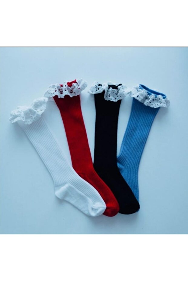 4 Piece Lace Ribbed Knee Socks