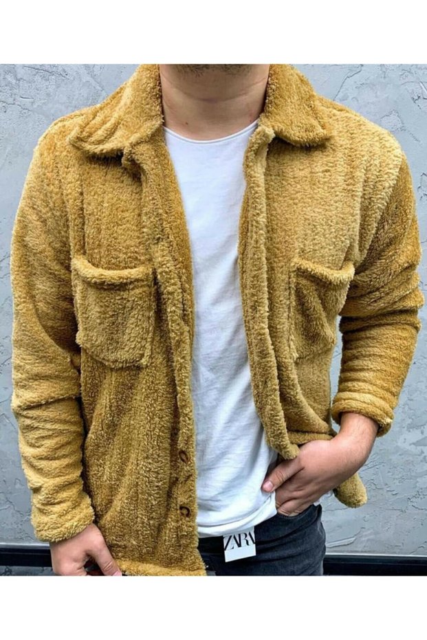 Men's Pocket Detailed Plush Shirt