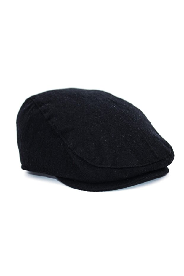 Men's Hat Black Winter Trend Flat Cap Wool Cap