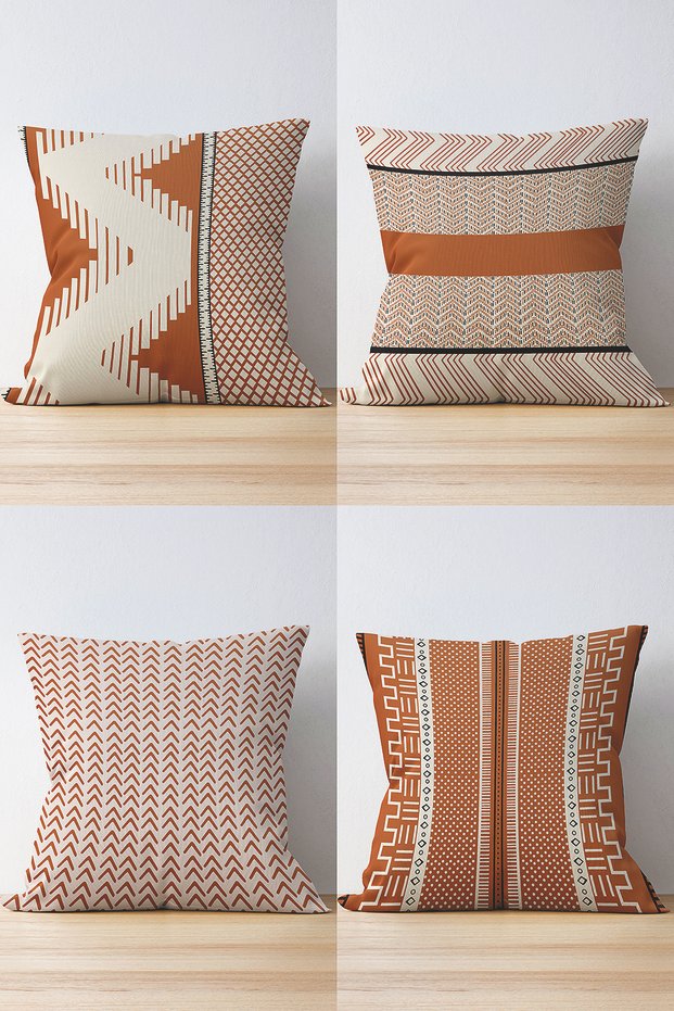 4-Piece Double Sided Special Design Scandinavian Motif Digital Printed Modern Suede Throw Pillow Cover Set