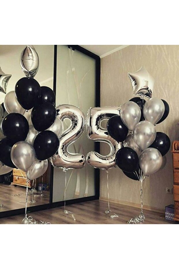 طقم بالونات عمر 25 سنة / فضي