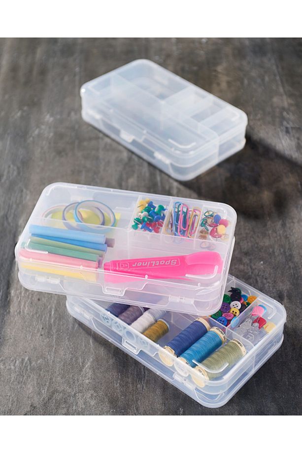 Şeffaf Plastik Bölmeli Çift Taraflı Hobi Dikiş Iğne Kutusu Arduino Balıkçı Malzeme Saklama Organizer - 7