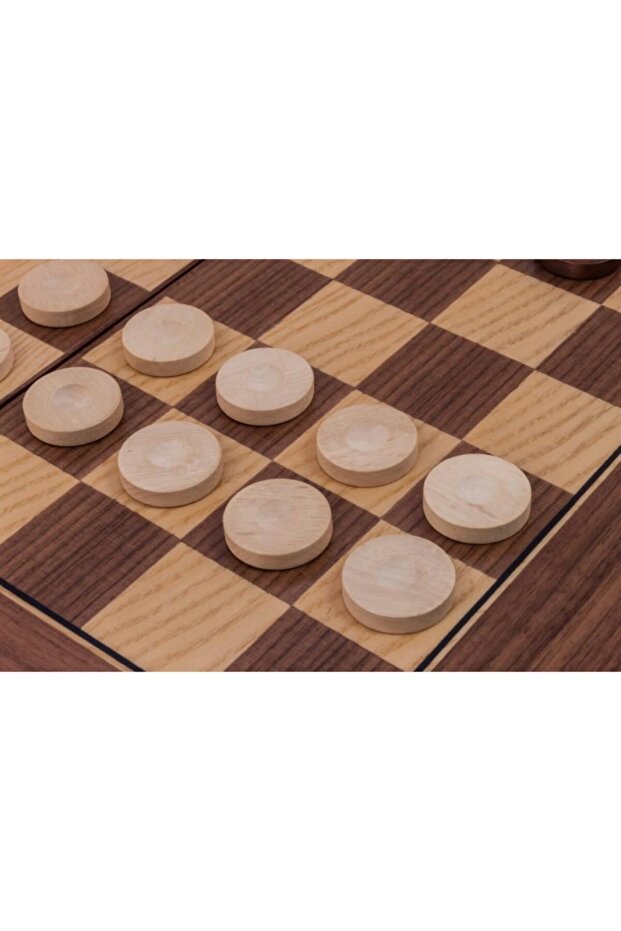 Game Wide Large Walnut Checkers Backgammon - 4